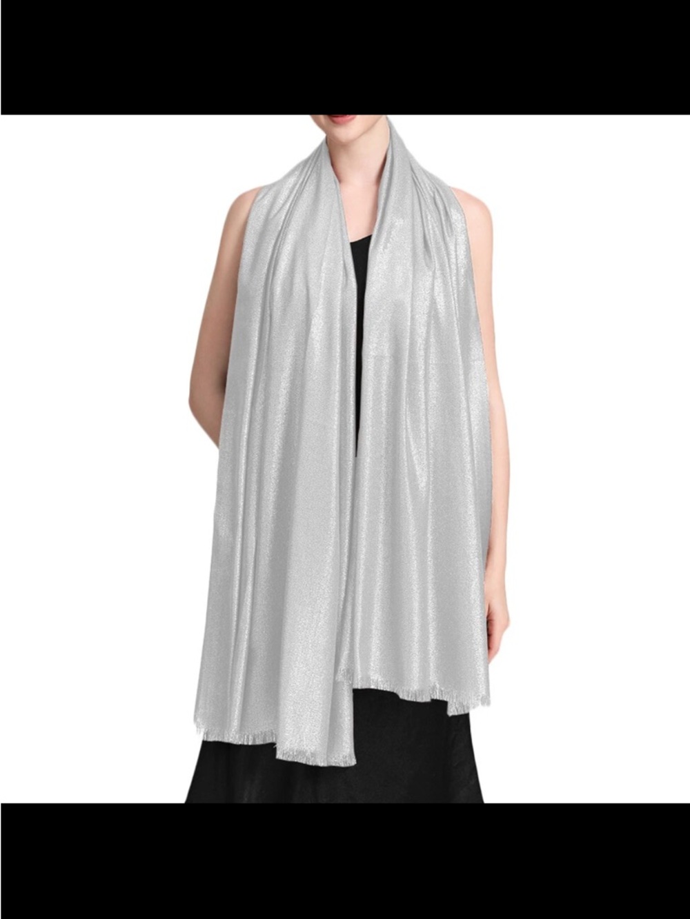 Shimmering Light Silver Wrap Scarf - Women's Accessory